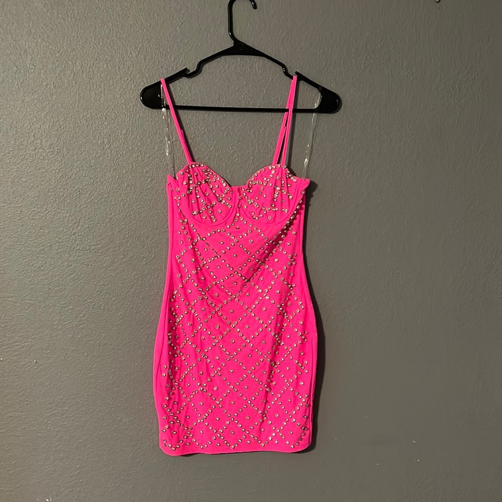 Hot pink mini dress